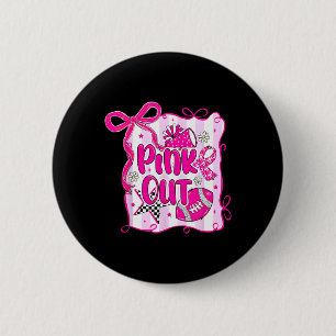 Roze Out Borstkanker Voetbal Coquette Bow Mom Girl Ronde Button 5,7 Cm