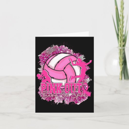 Roze Out Bump Set Spike Volleybal Borstkanker A Kaart (Voorkant)