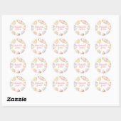 Roze Outer Space Girl Verjaardag Ronde Sticker (Vel)