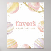 Roze Outer Space Girl Verjaardagsgunsten Teken Poster (Voorkant)