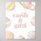 Roze Outer Space Girl Verjaardagskaarten en gesche Poster (Voorkant)