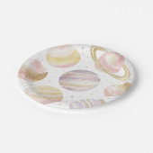 Roze Outer Space verjaardagsfeestje Papieren Bordje (Gekanteld)