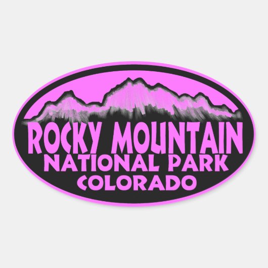 Roze ovaal stickers van het nationale park Rocky M (Voorkant)