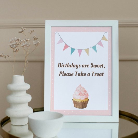 Roze ovaart Birthday Party Sign Poster