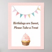 Roze ovaart Birthday Party Sign Poster (Voorkant)