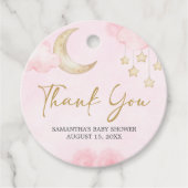 Roze Over de Maan Baby Shower  Bedankjes Labels (Voorkant)
