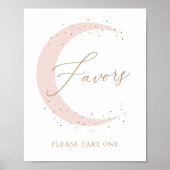 Roze Over de Maan Baby shower Favorieten Sign Poster (Voorkant)