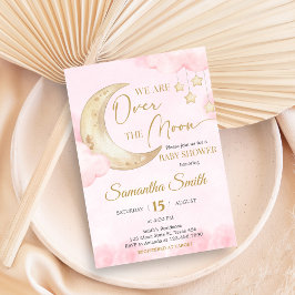 Roze Over de Maan Baby Shower Kaart