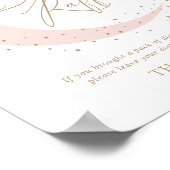 Roze Over de Maan Baby shower Luier Raffle Sign Poster (Hoek)