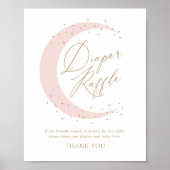 Roze Over de Maan Baby shower Luier Raffle Sign Poster (Voorkant)