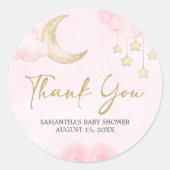 Roze Over de Maan Baby Shower  Ronde Sticker (Voorkant)