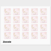 Roze Over de Maan Baby Shower Vierkante Sticker (Vel)