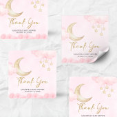Roze Over de Maan Baby Shower Vierkante Sticker