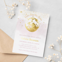 Roze Over de Maan Gouden Hemel Meisje Baby Shower
