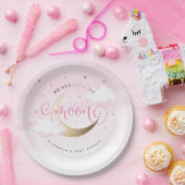 Roze Over de Maan Papieren Borden Bordje (Feest)