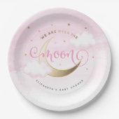 Roze Over de Maan Papieren Borden Bordje (Voorkant)