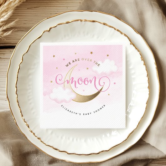 Roze Over de Maan Papieren Servetten