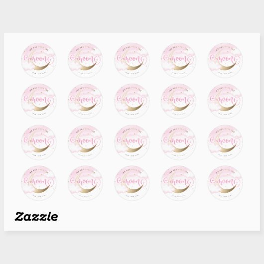 Roze over de maan Stickers (Vel)