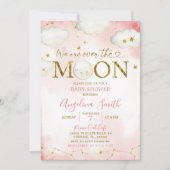 Roze over het Baby shower van de Moon Constellatio Kaart (Voorkant)