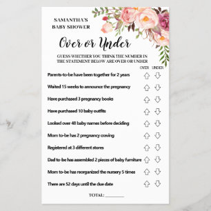 Roze over of onder baby shower tweetalige gamekaar flyer