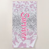 Roze Overlevende Strandhanddoek-Borstkanker Strandlaken (Voorkant)