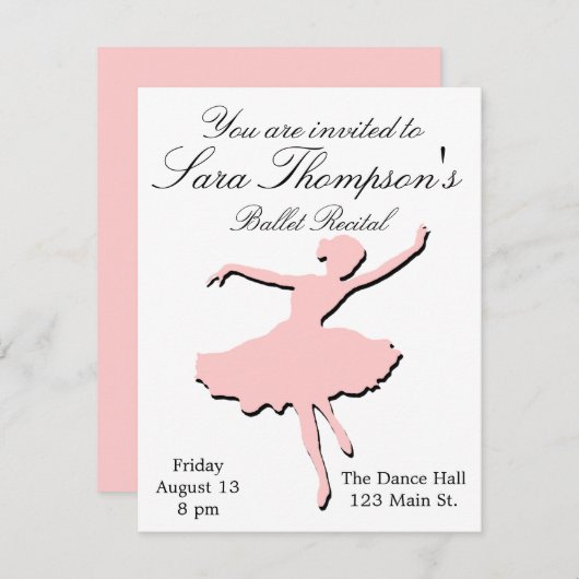 Roze overweging Uitnodiging (Voorkant / Achterkant)