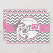 Roze ovet en Chevron Print Dank u Bedankkaart (Voorkant / Achterkant)