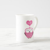 Roze Owl and Love Heart Name Mok (Voorkant rechts)