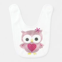 Roze Owl Baby Bib