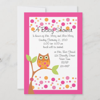 Roze Owl Baby shower Invitation-hotroze op verzoek Kaart