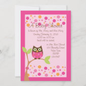 Roze Owl Baby shower Invitation-hotroze op verzoek Kaart (Voorkant)