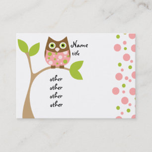 Roze Owl Baby Visitekaartje
