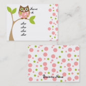 Roze Owl Baby Visitekaartje (Voorkant / Achterkant)