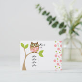 Roze Owl Baby Visitekaartje (Staand voorkant)