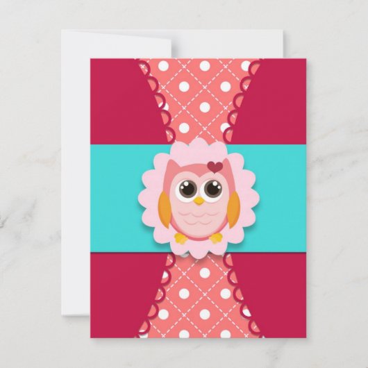 Roze Owl Birthday Uitnodiging voor kinderen (Voorkant)