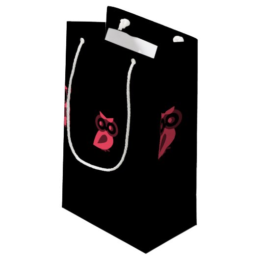 Roze Owl Gift Bag Klein Cadeauzakje (Achterkant Gekanteld)