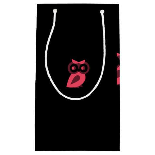 Roze Owl Gift Bag Klein Cadeauzakje (Voorkant)