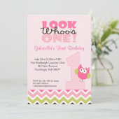 Roze Owl Groot Aantal 1st de Uitnodiging van de Ge (Staand voorkant)