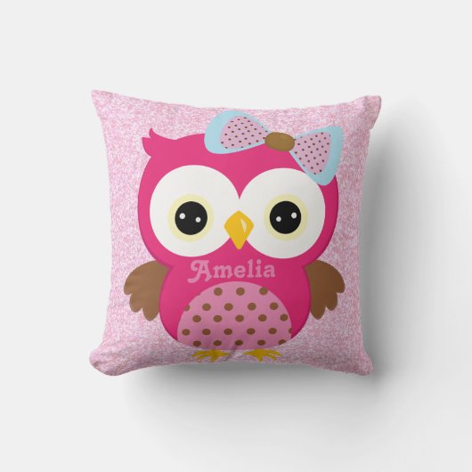 Roze Owl Keepomwille Cushion Baby Cadeft Kussen (Voorkant)