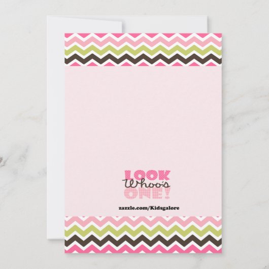 Roze Owl Kijk eens wie er één dag uitgenodigd is Kaart (Achterkant)