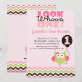 Roze Owl Kijk eens wie er één dag uitgenodigd is Kaart (Voorkant / Achterkant)