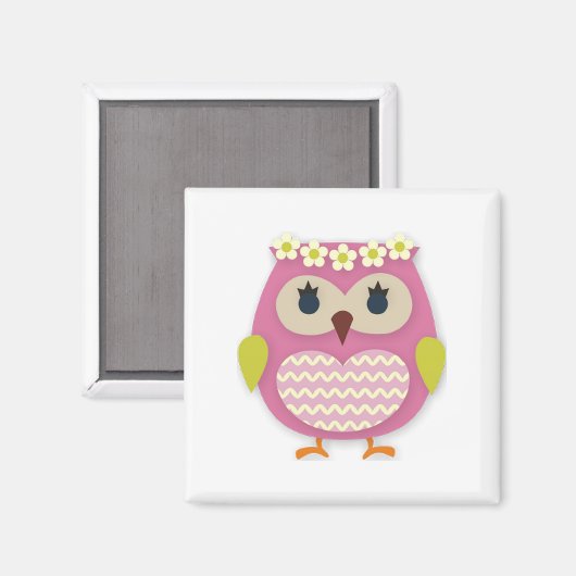 Roze Owl Magnet (Voorkant / Achterkant)