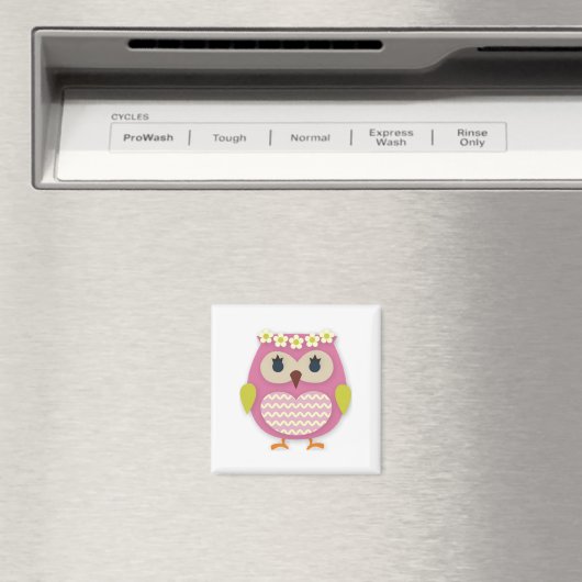 Roze Owl Magnet (Insitu (Vaatwasser))