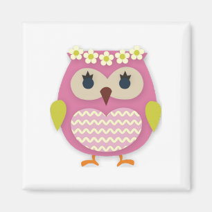 Roze Owl Magnet