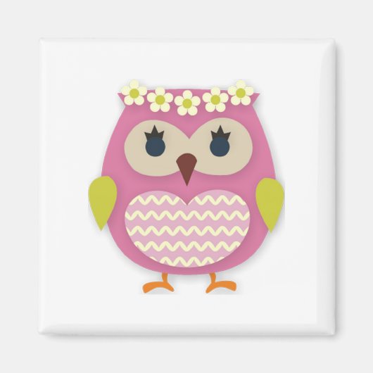 Roze Owl Magnet (Voorkant)