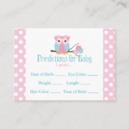 Roze Owl Predictions Baby shower Card Large Informatiekaartje