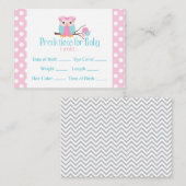 Roze Owl Predictions Baby shower Card Large Informatiekaartje (Voorkant / Achterkant)