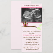Roze Owl Sonogram Baby shower Kaart (Voorkant / Achterkant)