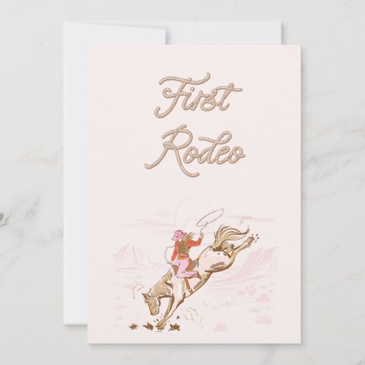  Roze Paard Eerste Rodeo 1e Verjaardag Kaart (Achterkant)