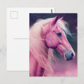 Roze Paard en Sterren Briefkaart (Voorkant / Achterkant)